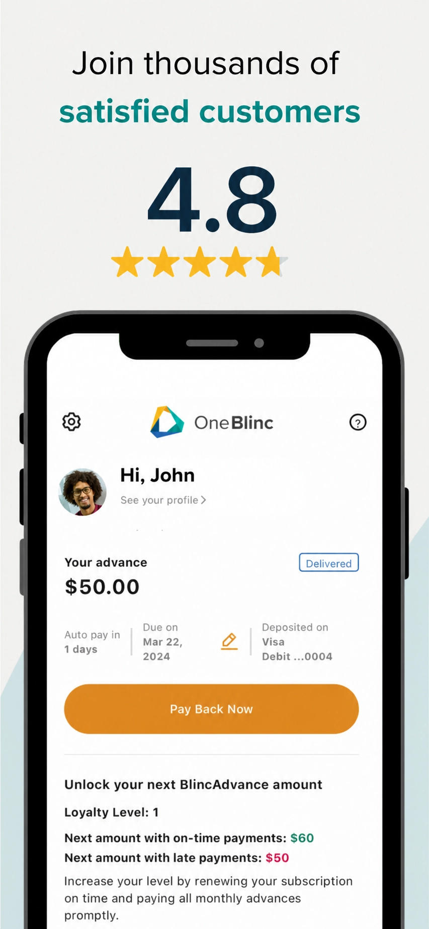 BlincAdvance loyalty levels and customer reviews